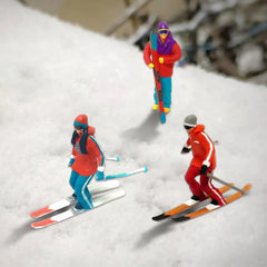 3x Resin HO /87 Mini Skiing Figure Scenes Table Scene Decoration