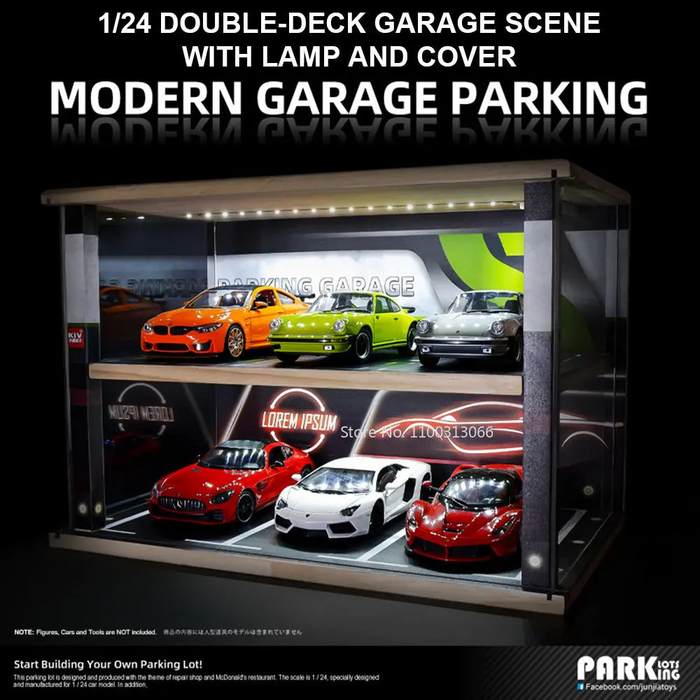 1:24 parking lot scene car model storage box
