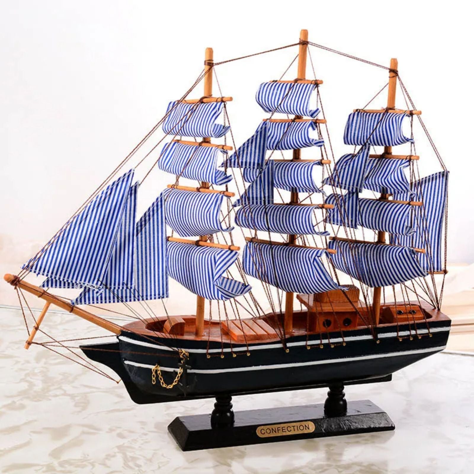 Wooden Sailing Ship Mediterranean Style Home Decoration Handmade Carved Nautical Boat Model Gift DIY Wood Crafts pirate ship 해적선