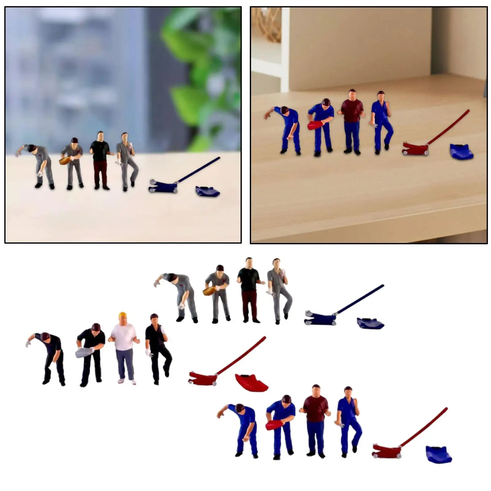 4x 1/64 Diorama Figures Miniature Scene for Model Building Kits DIY Projects Dollhouse Accessories Railway Sets Collections